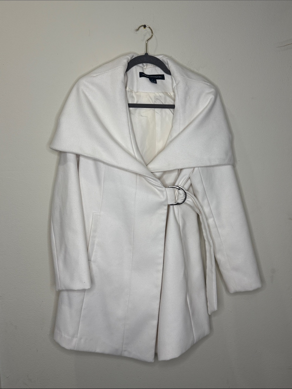French Connection Women's Off White Wrap Coat Belt